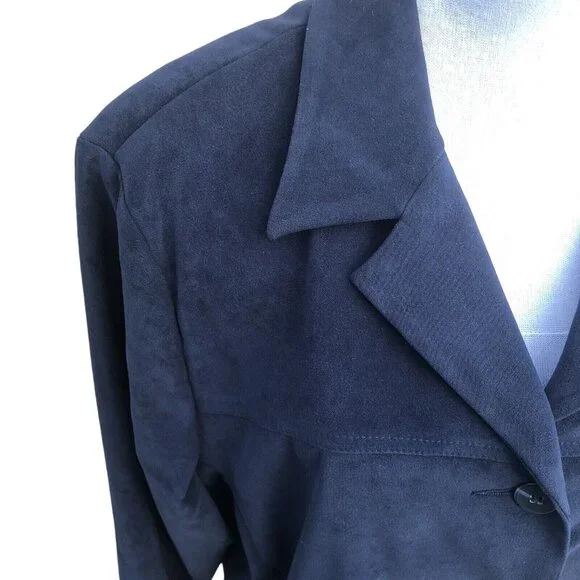 Worthington Womens Faux Suede Navy Blazer Moleskin Jacket Career 16P Classic - Picture 5 of 8